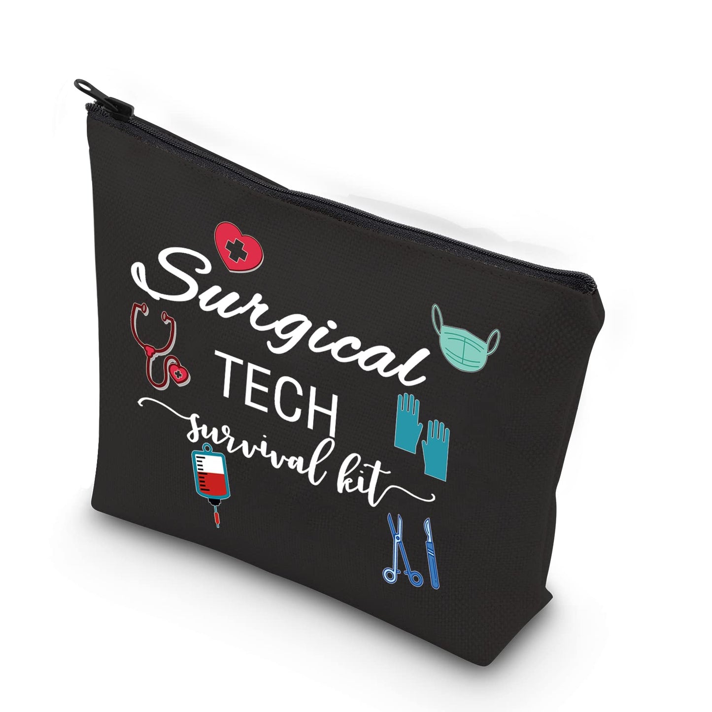 WCGXKO Surgical Tech Gift Surgical Tech Survival Kit Travel Accessories Toiletry Bag Makeup Bag (Surgical TECH black)