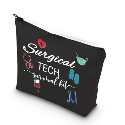 WCGXKO Surgical Tech Gift Surgical Tech Survival Kit Travel Accessories Toiletry Bag Makeup Bag (Surgical TECH black)