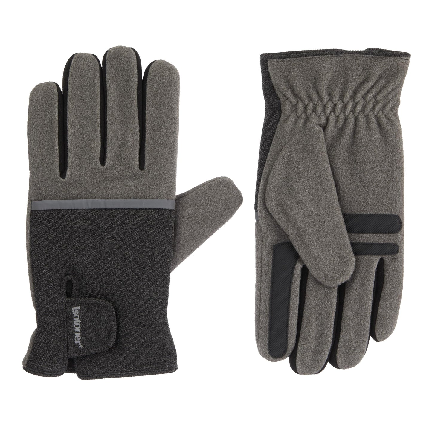 Isotoner Mens Tech Stretch Glove with Velcro Closure